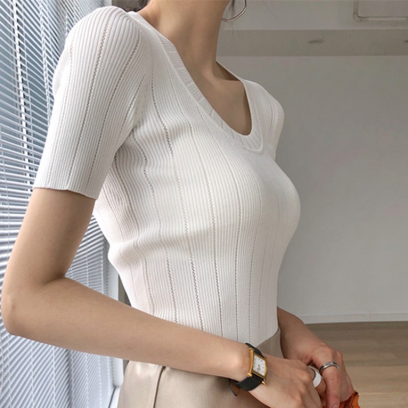 Phone Accessories On Top - T-shirt court en maille de soie