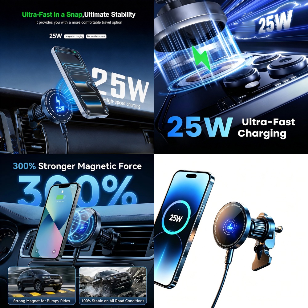 Phone Cooling Fan - Support de téléphone magnétique 25W à