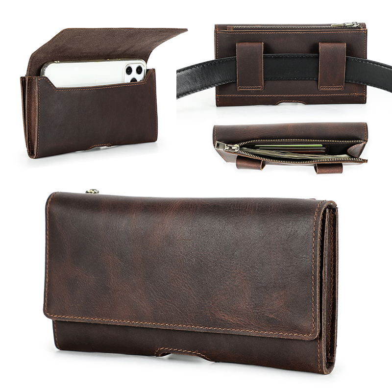 Sac de taille en cuir de vache - Phone Accessories Men avis et prix