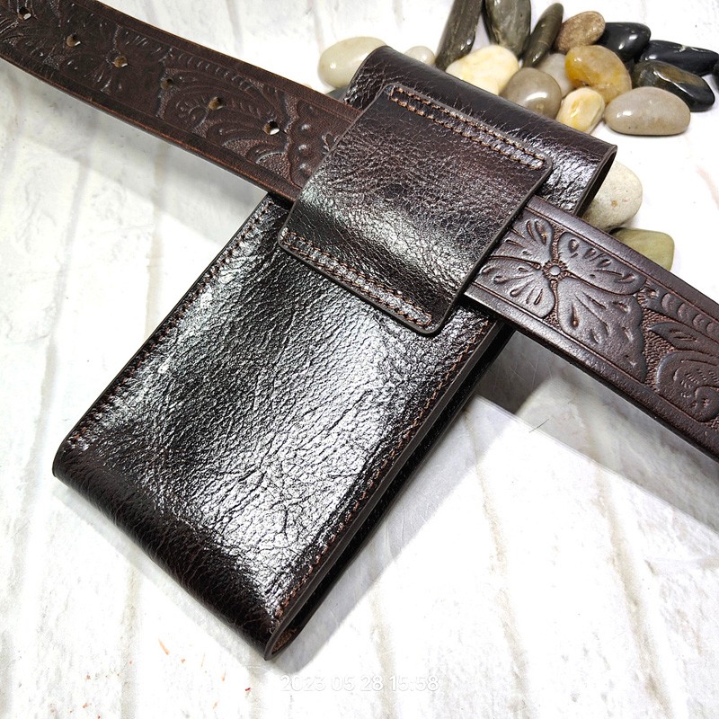 Sac de taille en cuir véritabl - Phone Accessories Men avis et prix